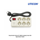 Stop Kontak Uticon ST-1668 6 Lubang Cream OB Segi+Saklar+Kabel