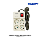 Stop Kontak Uticon ST-1468 4 Lubang Cream OB Segi+Saklar+Kabel