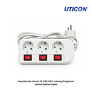 Stop Kontak Uticon ST-1382 SW 3 Lubang  Pengaman Socket+Saklar+Kabel