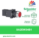 Push Button Lamp Schneider XA2EW34B1 22 mm Plastic Momentary 24VAC/DC Merah 1NO