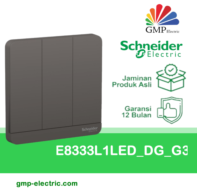 Saklar AvatarOn 3 Gang 1 Way Black E8333L1LED_DG_G3