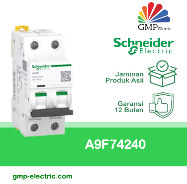 MCB Schneider iC60N, 6kA 2P 40A White A9F74240