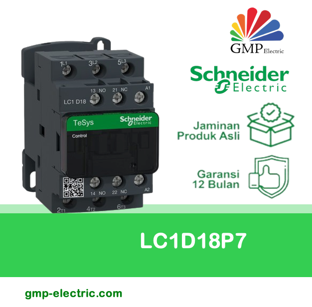 Kontaktor Schneider LC1D18P7 7,5KW 230VAC Auxilary 1NO+1NC
