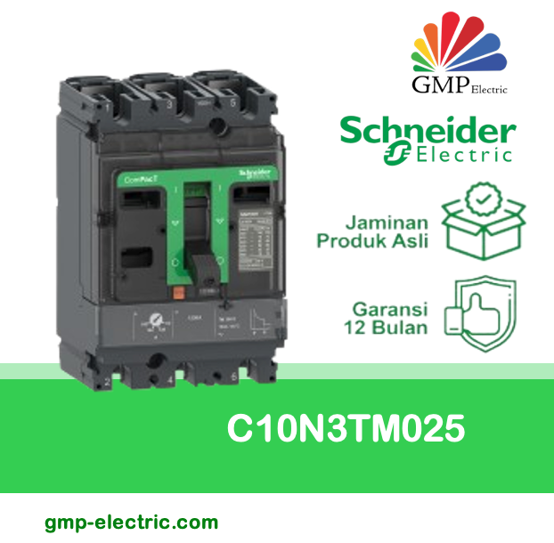 Breaker Schneider Compact NSX100N 3P 25A (17.5-25A) 50kA C10N3TM025
