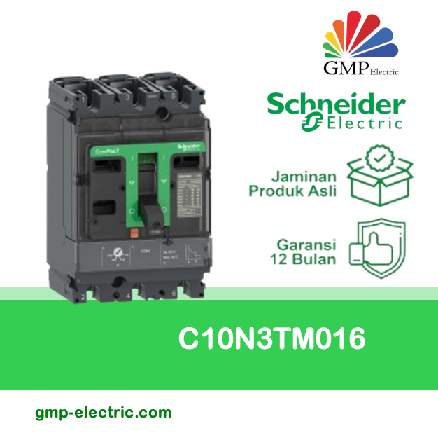 Breaker Schneider Compact NSX100N 3P 16A (11.2-16A) 50kA C10N3TM016