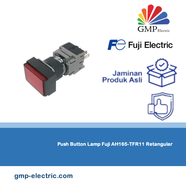 Push Button Lamp Fuji AH165-TFR11 Retangular, Momentary, LED 24V DC 16 mm Red 1NO+1NC