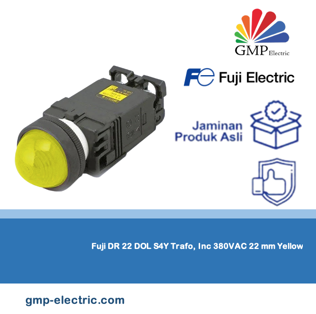 Pilot Lamp Fuji Dome DR 22 DOL S4Y Trafo, Inc 380VAC 22 mm Yellow