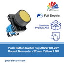 Push Button Switch Fuji AR22FOR-20Y Round, Momentary 22 mm Yellow 2 NO