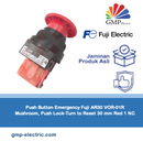 Push Button Emergency Fuji AR30 VOR-01R Mushroom, Push Lock-Turn to Reset 30 mm Red 1 NC
