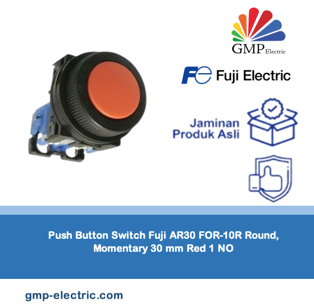 Push Button Switch Fuji AR30 FOR-10R Round, Momentary 30 mm Red 1 NO