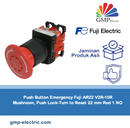 Push Button Emergency Fuji AR22 V2R-10R Mushroom, Push Lock-Turn to Reset 22 mm Red 1 NO