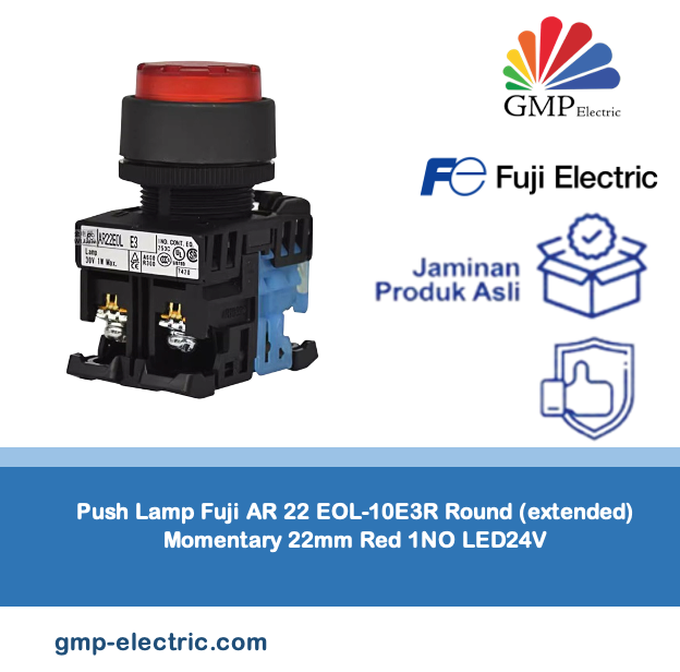 Push Lamp Fuji AR 22 EOL-10E3R Round (extended) Momentary 22mm Red 1NO LED24V