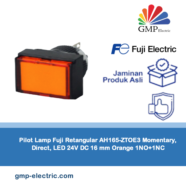 Pilot Lamp Fuji Retangular AH165-ZTOE3 Momentary, Direct, LED 24V DC 16 mm Orange 1NO+1NC