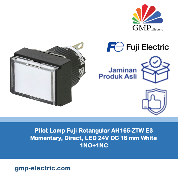 Pilot Lamp Fuji Retangular AH165-ZTW E3 Momentary, Direct, LED 24V DC 16 mm White 1NO+1NC