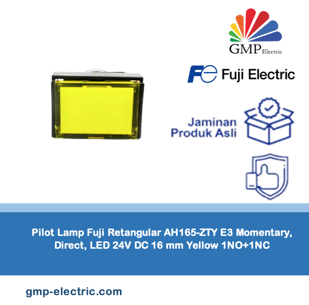 Pilot Lamp Fuji Retangular AH165-ZTY E3 Momentary, Direct, LED 24V DC 16 mm Yellow 1NO+1NC
