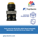 Push Lamp Fuji AR 22 EOL-10E3Y Round (extended), Momentary, LED 24V DC 22 mm Yellow 1 NO