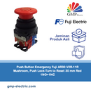 Push Button Emergency Fuji AR30 V2R-11R Mushroom, Push Lock-Turn to Reset 30 mm Red 1NO+1NC