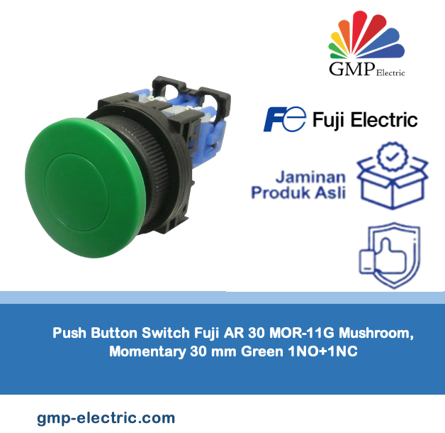 Push Button Switch Fuji AR 30 MOR-11G Mushroom, Momentary 30 mm Green 1NO+1NC