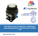 Push Button Lamp Fuji AR30 EOL-10E3W Round (extended), Momentary, LED 24V DC 30 mm White 1 NO