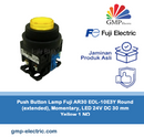 Push Button Lamp Fuji AR30 EOL-10E3Y Round (extended), Momentary, LED 24V DC 30 mm Yellow 1 NO