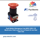 Push Button Emergency Fuji AR22 VOR-11R Mushroom, Push Lock-Turn to Reset 22 mm Red 1NO+1NC