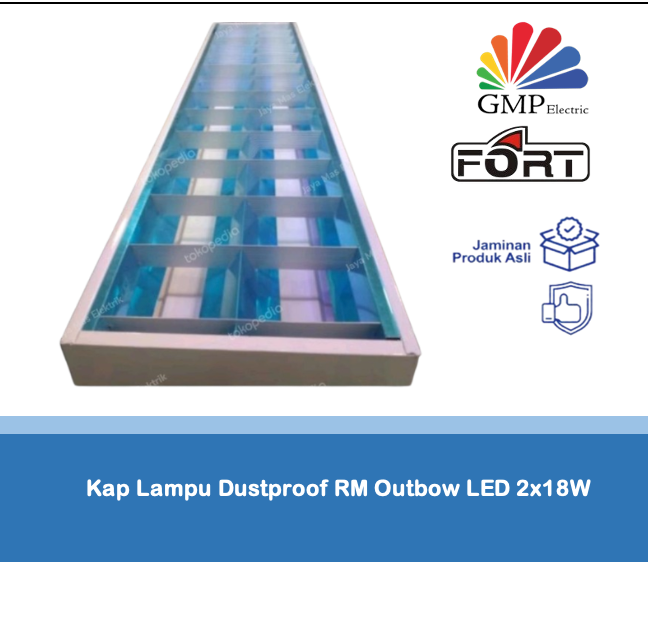 Kap Lampu Dustproof RM Outbow LED 2x18W