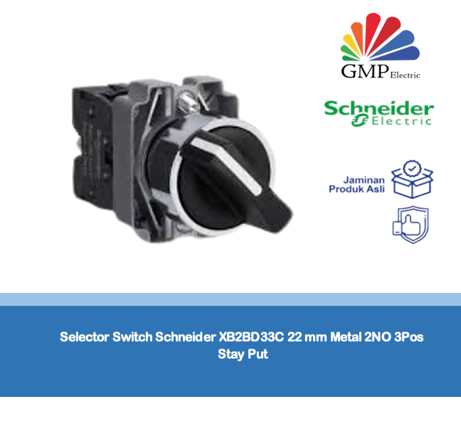 Selector Switch Schneider XB2BD33C 22 mm Metal 2NO 3Pos Stay Put