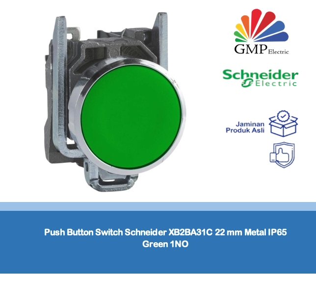 Push Button Switch Schneider XB2BA31C 22 mm Metal IP65 Green 1NO