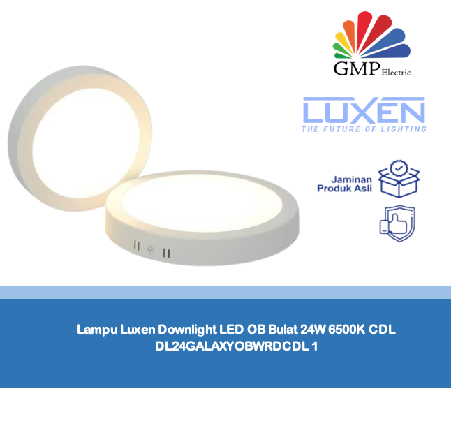 Lampu Luxen Downlight LED OB Bulat 24W 6500K CDL DL24GALAXYOBWRDCDL 10" Putih