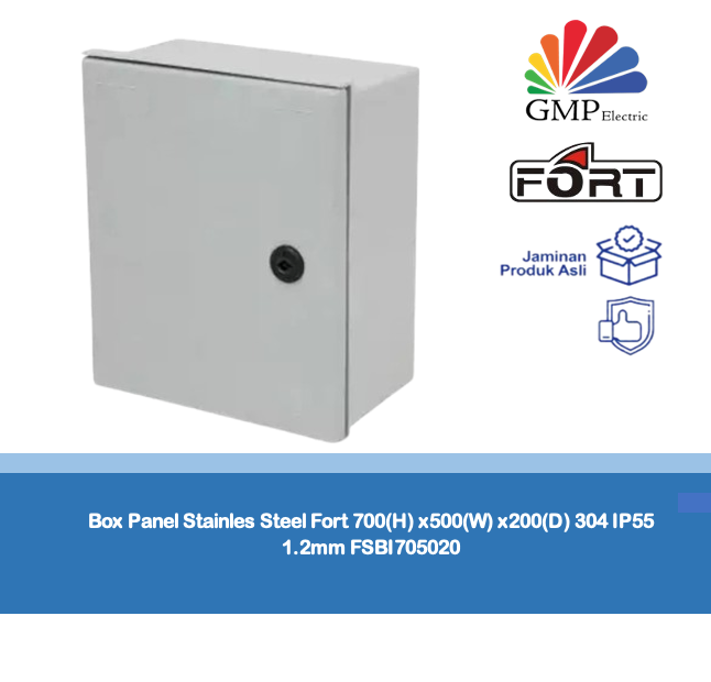 Box Panel Stainles Steel Fort 700(H) x500(W) x200(D) 304 IP55 1.2mm FSBI705020