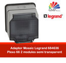 Adaptor Mosaic  Legrand 684636 Plexo 66 2 modules semi transparent grey
