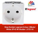 Stop Kontak Legrand Arteor 2Modul White 2P+E W/ Shutter ( 572118 )