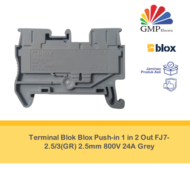 Terminal Blok Blox Push-in 1 in 2 Out FJ7-2.5/3(GR) 2.5mm 800V 24A Grey