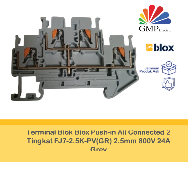 Terminal Blok Blox Push-in All Connected 2 Tingkat FJ7-2.5K-PV(GR) 2.5mm 800V 24A Grey