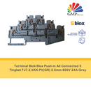 Terminal Blok Blox Push-in All Connected 3 Tingkat FJ7-2.5KK-PV(GR) 2.5mm 800V 24A Grey