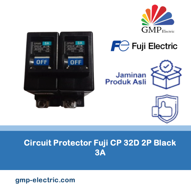 Circuit Protector Fuji CP 32D 2P Black 3A
