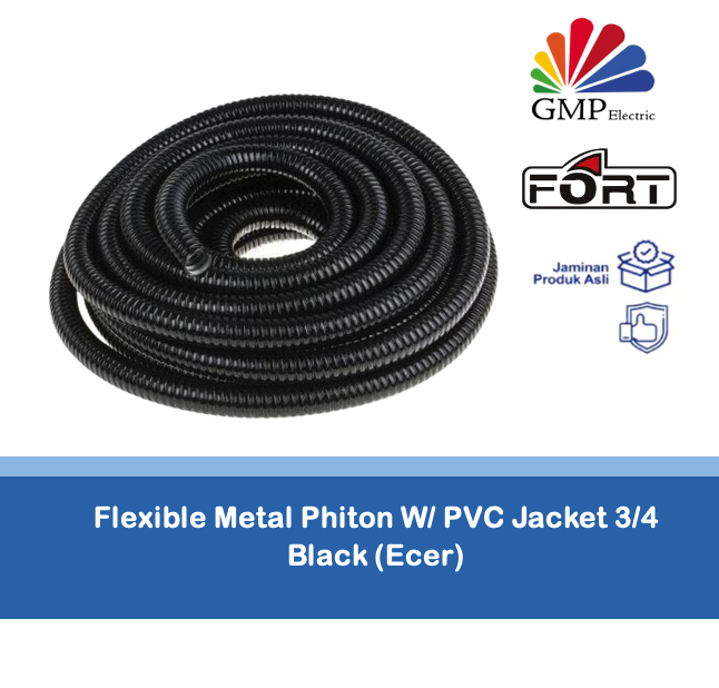Flexible Metal Phiton W/ PVC Jacket 3/4 Black (Ecer)