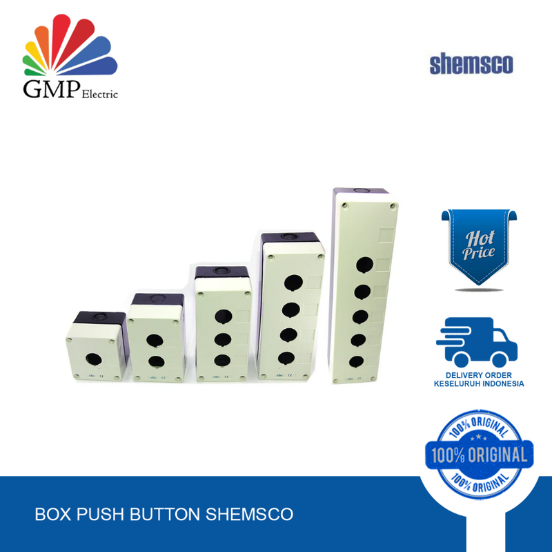 Box Push Button Shemsco 3 Lubang 22 mm Black-White