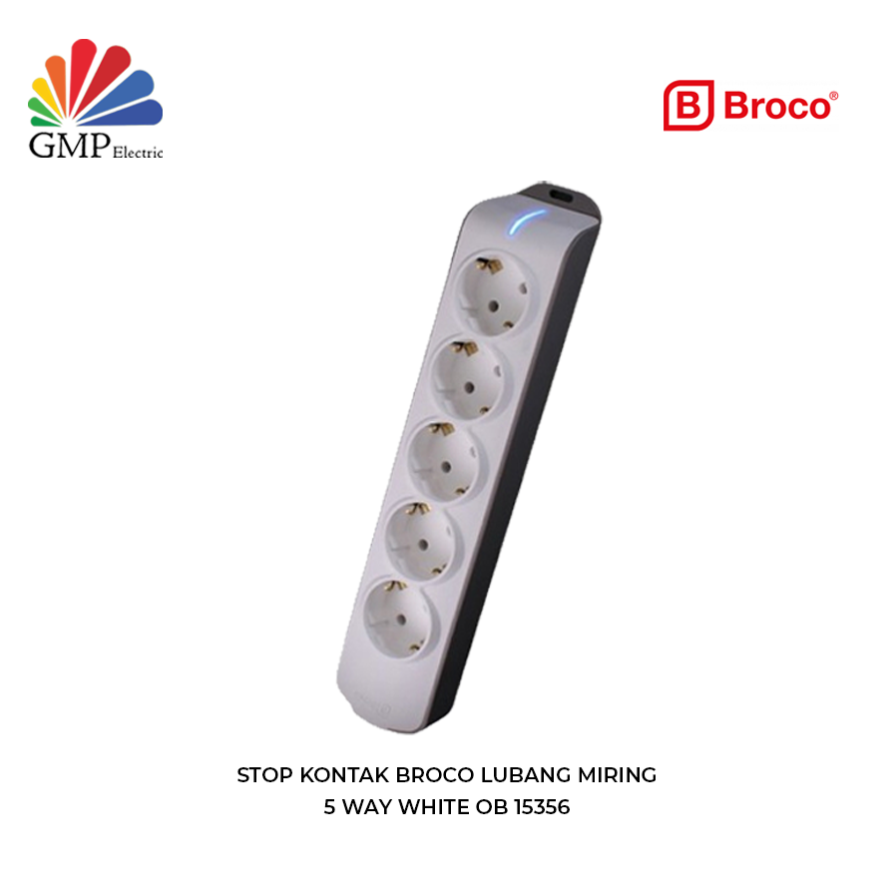 Stop Kontak Broco Lubang Miring 5 Way White OB 15356