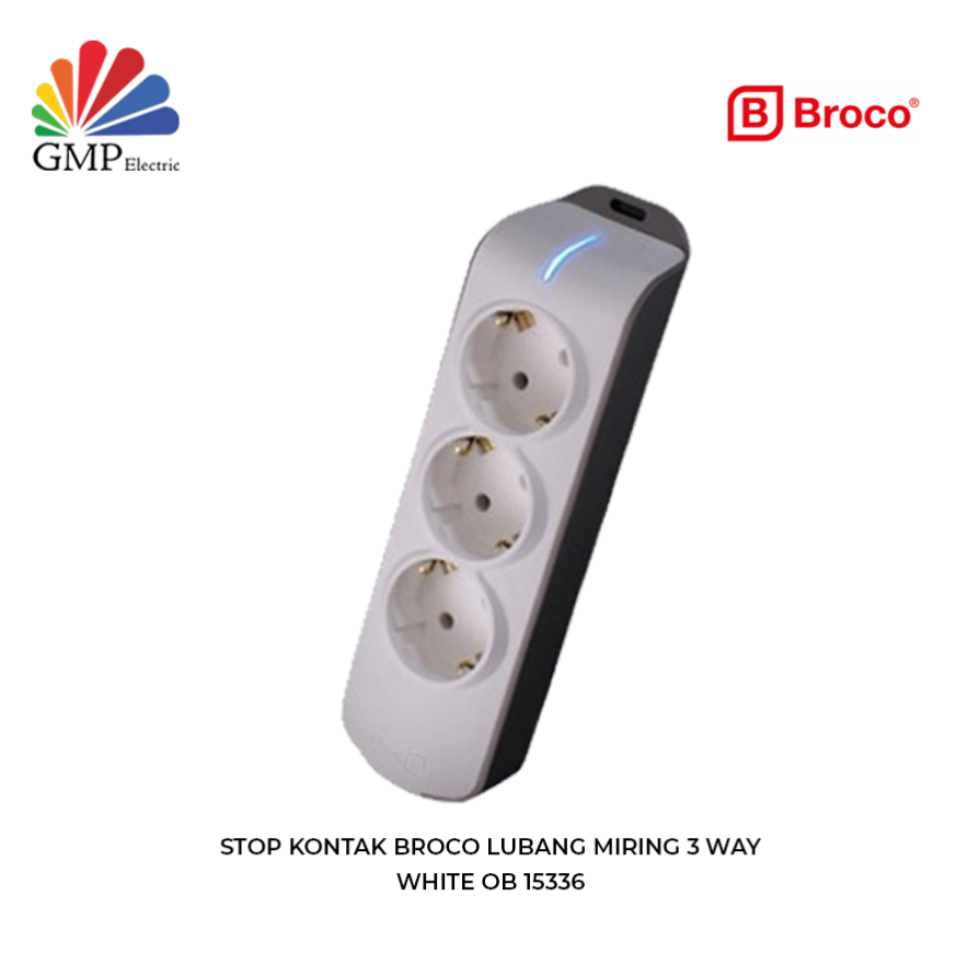 Stop Kontak Broco Lubang Miring 3 Way White OB 15336