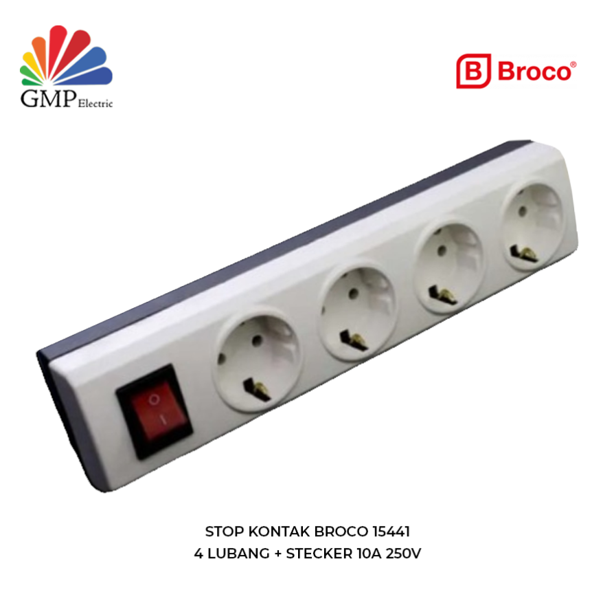 Stop Kontak Broco 15441 4Lubang + Stecker 10A 250V