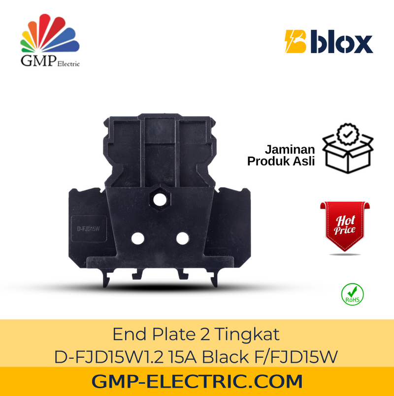 Terminal Block Blox End Plate 2 Tingkat D-FJD15W2 15A Black F/FJD15W
