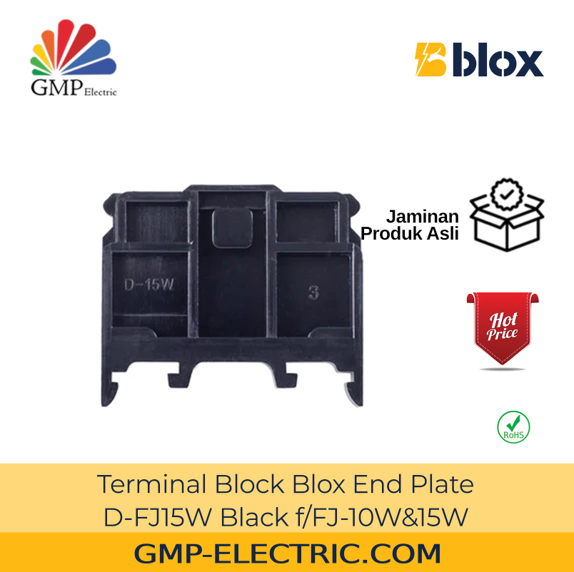 Terminal Block Blox End Plate D-FJ15W Black f/FJ-10W&15W