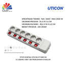 Stop Kontak Uticon ST-1685 SN 6 Lubang Grey OB+Pengaman+6 Saklar