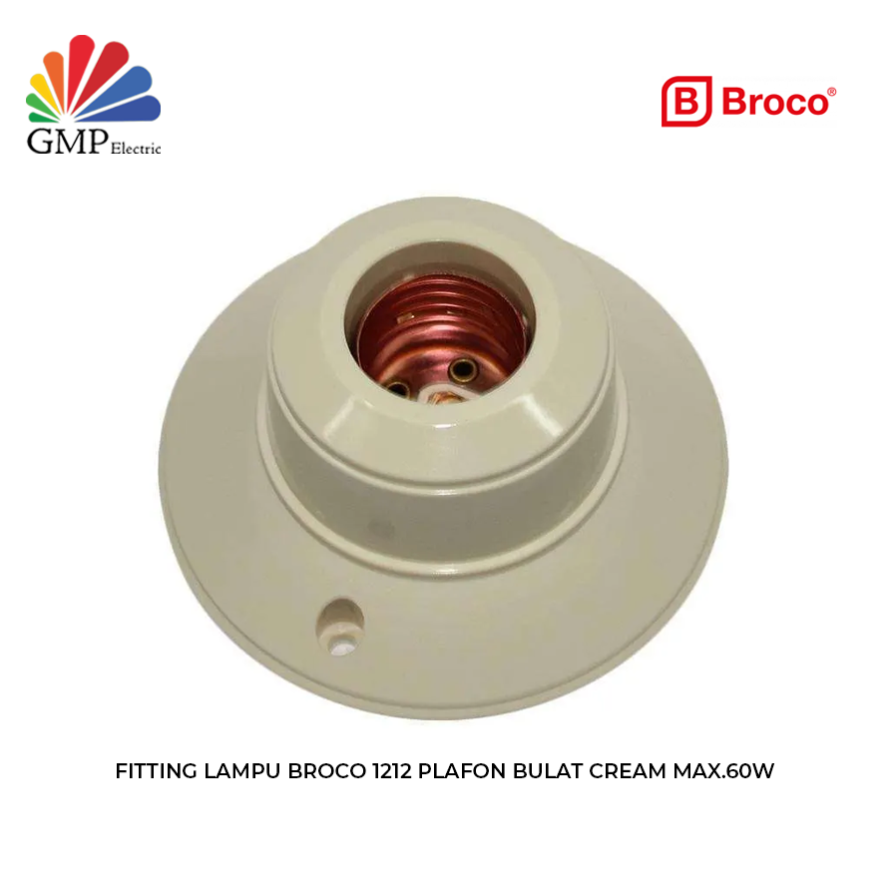 Fitting Lampu Broco 1212 Plafon Bulat Cream Max.60W