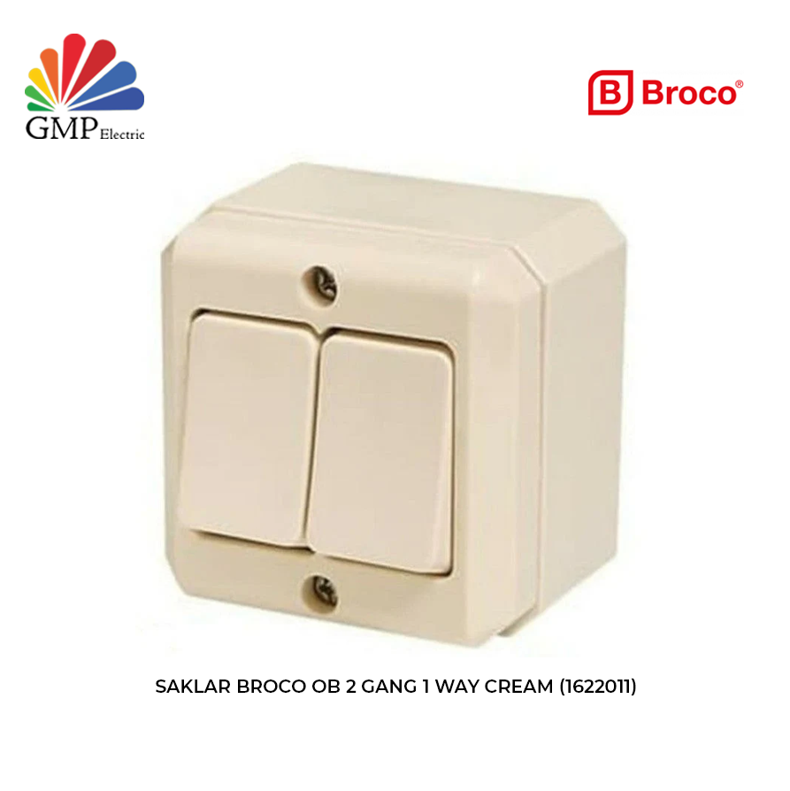 Saklar Broco OB 2 Gang 1 Way Cream (1622011)