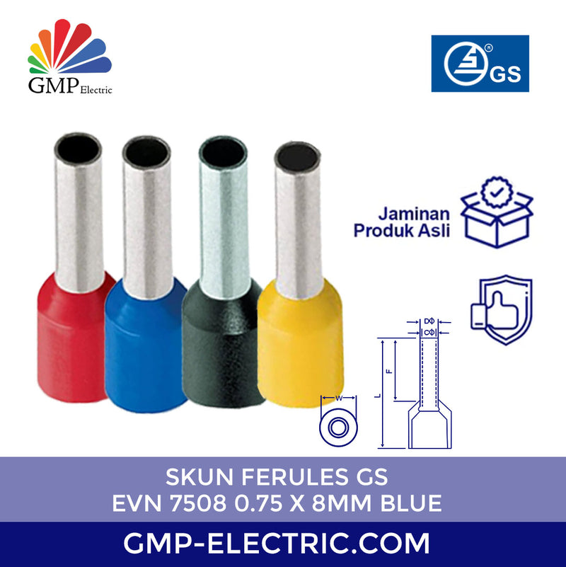 Skun Ferules GS EVN 7508 0.75x8 mm Blue