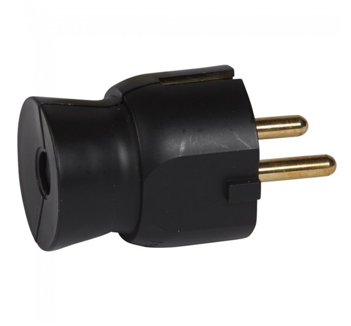 Stecker Plug Legrand Straight Out 2p+E 16A BLACK (50177)