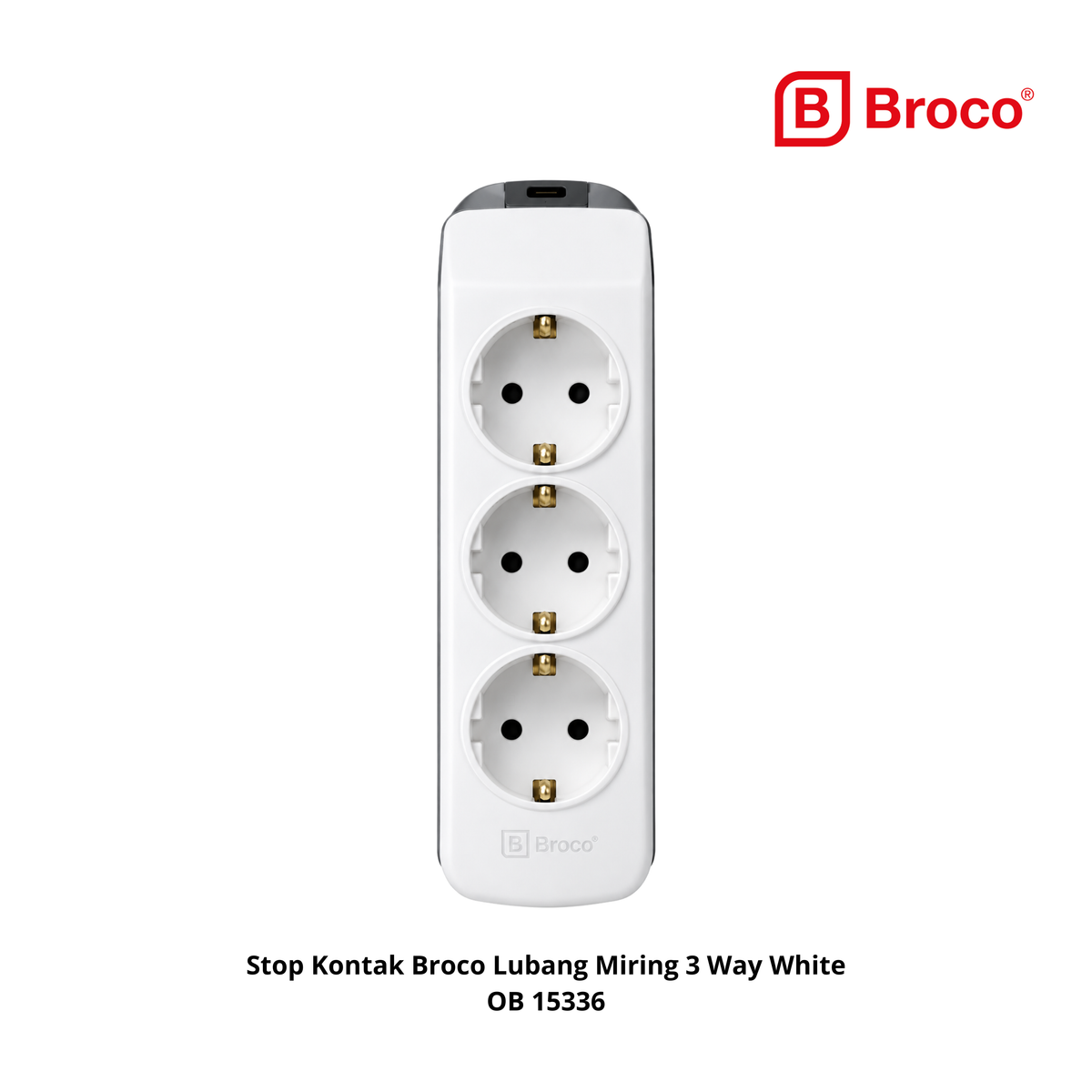 Stop Kontak Broco Lubang Miring 3 Way White OB 15336