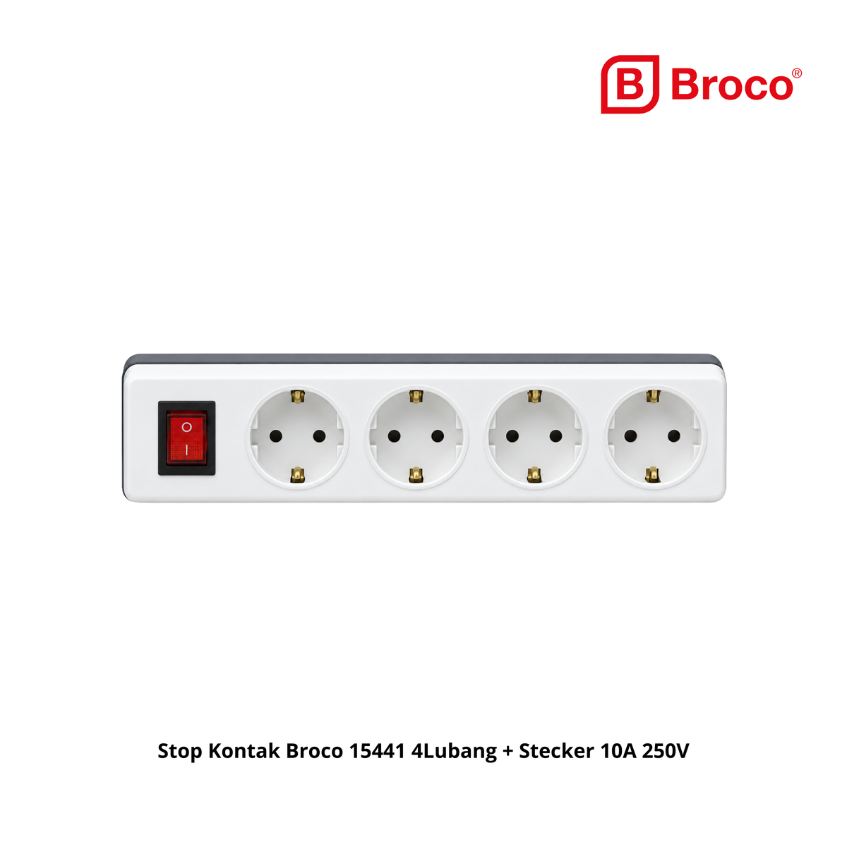 Stop Kontak Broco 15441 4Lubang + Stecker 10A 250V